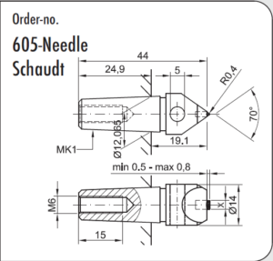 Obciągacz diamentowy profilowy szlifowany nr 605-Needle Schaudt